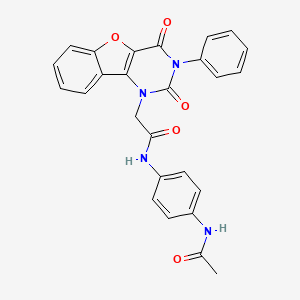 molecular formula C26H20N4O5 B14122829 N-(4-acetamidophenyl)-2-(2,4-dioxo-3-phenyl-3,4-dihydrobenzofuro[3,2-d]pyrimidin-1(2H)-yl)acetamide 