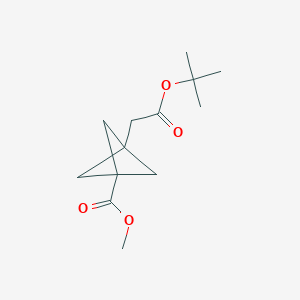 molecular formula C13H20O4 B1412284 Bicyclo[1.1.1]pentane-1-acetic acid, 3-(methoxy-carbonyl)-, 1,1-dimethylethyl ester CAS No. 1113001-73-2