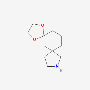 molecular formula C11H19NO2 B1412286 1,4-Dioxa-9-azadispiro[4.1.4.3]tetradecane CAS No. 1297260-76-4