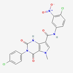 molecular formula C20H13Cl2N5O5 B14122864 N-(4-chloro-3-nitrophenyl)-3-(4-chlorophenyl)-5-methyl-2,4-dioxo-2,3,4,5-tetrahydro-1H-pyrrolo[3,2-d]pyrimidine-7-carboxamide 