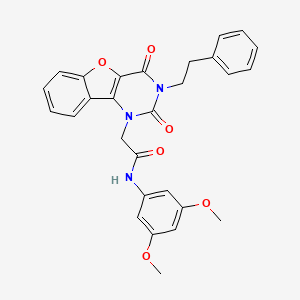 molecular formula C28H25N3O6 B14122877 N-(3,5-dimethoxyphenyl)-2-[2,4-dioxo-3-(2-phenylethyl)-3,4-dihydro[1]benzofuro[3,2-d]pyrimidin-1(2H)-yl]acetamide 