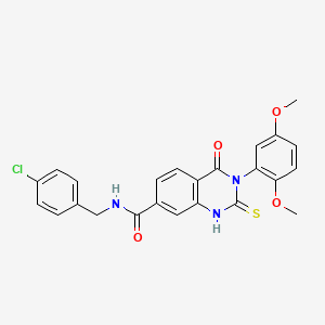 molecular formula C24H20ClN3O4S B14122912 N-[(4-chlorophenyl)methyl]-3-(2,5-dimethoxyphenyl)-4-oxo-2-sulfanylidene-1H-quinazoline-7-carboxamide 