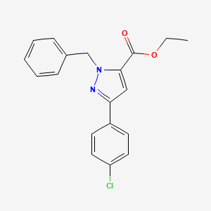 molecular formula C19H17ClN2O2 B14123071 Ethyl 1-benzyl-3-(4-chlorophenyl)-1H-pyrazole-5-carboxylate 