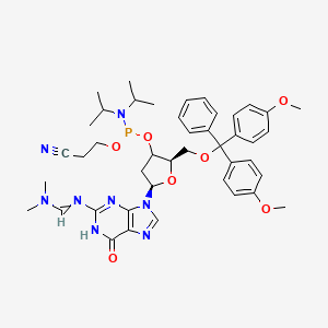 molecular formula C43H53N8O7P B14123083 N4-(dimethylamino)methylene)-5'-o-(dimethoxytrityl)-2'-deoxyguanosine-3'-n,n-diisopropyl (cyanoethyl) phosphoramidite 