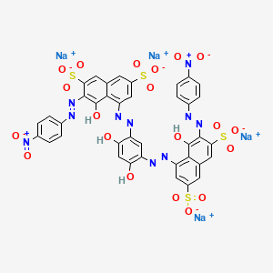 molecular formula C38H20N10Na4O20S4 B14123269 Tetrasodium 4,4'-((4,6-dihydroxy-1,3-phenylene)bis(azo))bis(5-hydroxy-6-((4-nitrophenyl)azo)naphthalene-2,7-disulphonate) CAS No. 83968-72-3