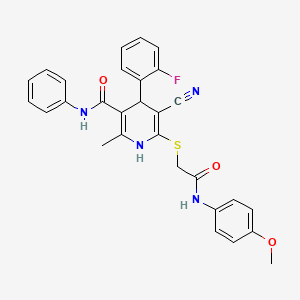 molecular formula C29H25FN4O3S B14123316 5-cyano-4-(2-fluorophenyl)-6-({2-[(4-methoxyphenyl)amino]-2-oxoethyl}sulfanyl)-2-methyl-N-phenyl-1,4-dihydropyridine-3-carboxamide 