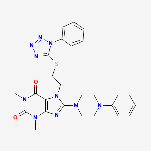 molecular formula C26H28N10O2S B14123323 1,3-Dimethyl-8-(4-phenylpiperazin-1-yl)-7-[2-(1-phenyltetrazol-5-yl)sulfanylethyl]purine-2,6-dione 