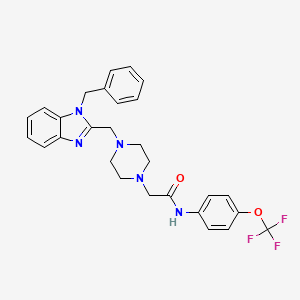 molecular formula C28H28F3N5O2 B14123340 2-(4-((1-benzyl-1H-benzo[d]imidazol-2-yl)methyl)piperazin-1-yl)-N-(4-(trifluoromethoxy)phenyl)acetamide CAS No. 1170651-38-3