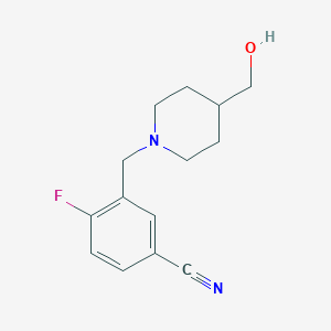 molecular formula C14H17FN2O B14123396 4-Fluoro-3-((4-(hydroxymethyl)piperidin-1-yl)methyl)benzonitrile CAS No. 1094389-24-8