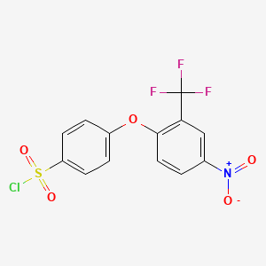 molecular formula C13H7ClF3NO5S B1412341 4-[4-Nitro-2-(trifluoromethyl)phenoxy]benzenesulfonyl chloride CAS No. 1858255-92-1
