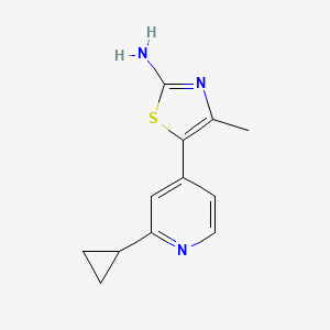 molecular formula C12H13N3S B1412346 5-(2-Cyclopropylpyridin-4-yl)-4-methylthiazol-2-amine CAS No. 1395492-81-5