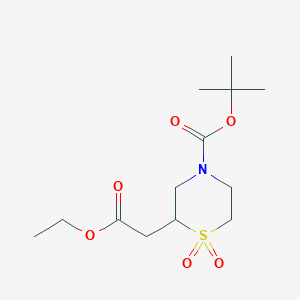 molecular formula C13H23NO6S B1412355 Tert-butyl 2-(2-ethoxy-2-oxoethyl)thiomorpholine-4-carboxylate 1,1-dioxide CAS No. 1648864-64-5