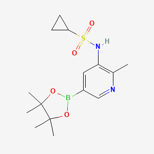 molecular formula C15H23BN2O4S B1412356 Cyclopropanesulfonic acid [2-methyl-5-(4,4,5,5-tetramethyl-[1,3,2]dioxaborolan-2-yl)-pyridin-3-yl]-amide CAS No. 1083326-79-7