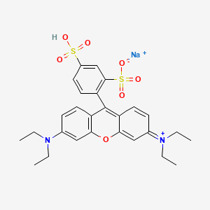 molecular formula C27H30N2NaO7S2+ B14123812 Hydrogen 3,6-bis(diethylamino)-9-(2,4-disulphonatophenyl)xanthylium sodium salt 