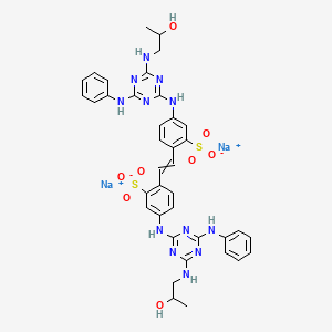 molecular formula C38H38N12Na2O8S2 B14123826 Benzenesulfonic acid, 2,2'-(1,2-ethenediyl)bis[5-[[4-[(2-hydroxypropyl)amino]-6-(phenylamino)-1,3,5-triazin-2-yl]amino]-, disodium salt CAS No. 32694-95-4