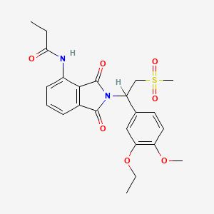 molecular formula C23H26N2O7S B14123866 N-(2-(1-(3-ethoxy-4-Methoxyphenyl)-2-(Methylsulfonyl)ethyl)-1,3-dioxoisoindolin-4-yl)propionaMide 