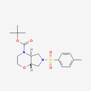 molecular formula C18H26N2O5S B1412393 (4aS,7aS)-tert-butyl 6-tosylhexahydropyrrolo[3,4-b][1,4]oxazine-4(4aH)-carboxylate CAS No. 1159908-22-1