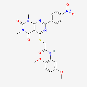 molecular formula C24H22N6O7S B14124023 N-(2,5-dimethoxyphenyl)-2-((6,8-dimethyl-2-(4-nitrophenyl)-5,7-dioxo-5,6,7,8-tetrahydropyrimido[4,5-d]pyrimidin-4-yl)thio)acetamide 
