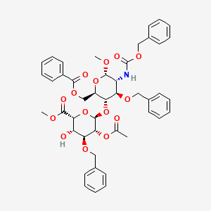 molecular formula C45H49NO15 B14124200 methyl (2R,3S,4S,5R,6R)-5-acetyloxy-6-[(2R,3S,4R,5R,6S)-2-(benzoyloxymethyl)-6-methoxy-4-phenylmethoxy-5-(phenylmethoxycarbonylamino)oxan-3-yl]oxy-3-hydroxy-4-phenylmethoxyoxane-2-carboxylate 