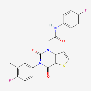 molecular formula C22H17F2N3O3S B14124318 N-(4-fluoro-2-methylphenyl)-2-[3-(4-fluoro-3-methylphenyl)-2,4-dioxo-3,4-dihydrothieno[3,2-d]pyrimidin-1(2H)-yl]acetamide 
