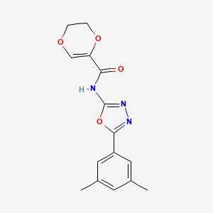 molecular formula C15H15N3O4 B14124329 N-(5-(3,5-dimethylphenyl)-1,3,4-oxadiazol-2-yl)-5,6-dihydro-1,4-dioxine-2-carboxamide CAS No. 1170944-74-7