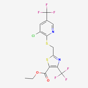 Ethyl 2-(((3-chloro-5-(trifluoromethyl)pyridin-2-yl)thio)methyl)-4-(trifluoromethyl)thiazole-5-carboxylate