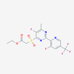 B1412440 Ethyl 2-((5-fluoro-2-(3-fluoro-5-(trifluoromethyl)pyridin-2-yl)-6-methylpyrimidin-4-yl)sulfonyl)acetate CAS No. 1823188-22-2