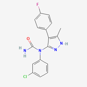 molecular formula C17H14ClFN4O B14124461 N-(3-Chlorophenyl)-N-[4-(4-fluorophenyl)-5-methyl-1H-pyrazol-3-yl]urea CAS No. 606102-08-3
