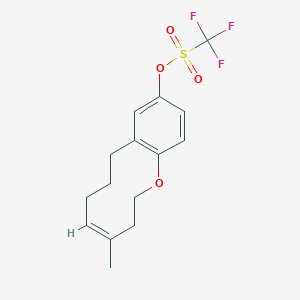molecular formula C15H17F3O4S B14124513 Methanesulfonic acid, 1,1,1-trifluoro-, (4Z)-3,6,7,8-tetrahydro-4-Methyl-2H-1-benzoxecin-10-yl ester 