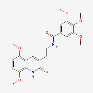 molecular formula C23H26N2O7 B14124615 N-[2-(5,8-dimethoxy-2-oxo-1H-quinolin-3-yl)ethyl]-3,4,5-trimethoxybenzamide 