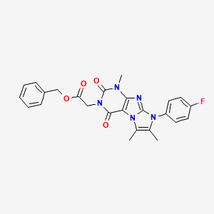 molecular formula C25H22FN5O4 B14124676 Benzyl 2-[6-(4-fluorophenyl)-4,7,8-trimethyl-1,3-dioxopurino[7,8-a]imidazol-2-yl]acetate 