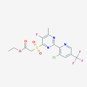 molecular formula C15H12ClF4N3O4S B1412473 Ethyl 2-((2-(3-chloro-5-(trifluoromethyl)pyridin-2-yl)-5-fluoro-6-methylpyrimidin-4-yl)sulfonyl)acetate CAS No. 1823182-28-0