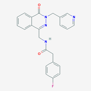molecular formula C23H19FN4O2 B14124733 2-(4-fluorophenyl)-N-((4-oxo-3-(pyridin-3-ylmethyl)-3,4-dihydrophthalazin-1-yl)methyl)acetamide 