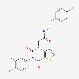 molecular formula C23H19ClFN3O3S B14124755 N-[2-(4-chlorophenyl)ethyl]-2-[3-(4-fluoro-3-methylphenyl)-2,4-dioxo-3,4-dihydrothieno[3,2-d]pyrimidin-1(2H)-yl]acetamide 