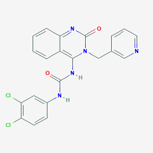 molecular formula C21H15Cl2N5O2 B14124972 (E)-1-(3,4-dichlorophenyl)-3-(2-oxo-3-(pyridin-3-ylmethyl)-2,3-dihydroquinazolin-4(1H)-ylidene)urea 