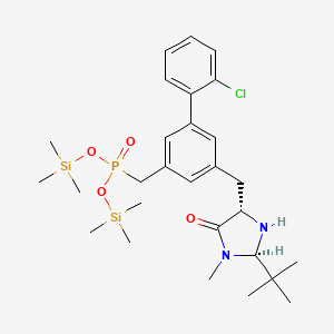 molecular formula C28H44ClN2O4PSi2 B14125138 bis(trimethylsilyl) ((5-(((2R,4S)-2-(tert-butyl)-1-methyl-5-oxoimidazolidin-4-yl)methyl)-2'-chloro-[1,1'-biphenyl]-3-yl)methyl)phosphonate 