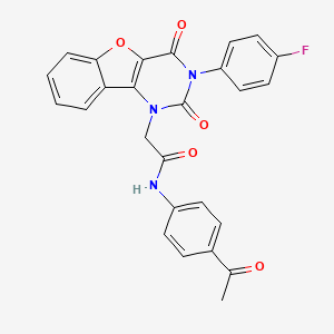 molecular formula C26H18FN3O5 B14125237 N-(4-acetylphenyl)-2-(3-(4-fluorophenyl)-2,4-dioxo-3,4-dihydrobenzofuro[3,2-d]pyrimidin-1(2H)-yl)acetamide 