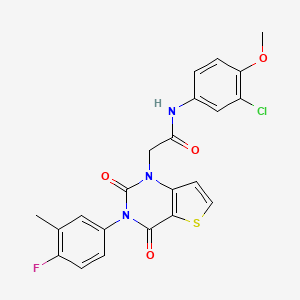 molecular formula C22H17ClFN3O4S B14125300 N-(3-chloro-4-methoxyphenyl)-2-[3-(4-fluoro-3-methylphenyl)-2,4-dioxo-3,4-dihydrothieno[3,2-d]pyrimidin-1(2H)-yl]acetamide 