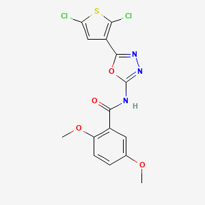 molecular formula C15H11Cl2N3O4S B14125311 N-(5-(2,5-dichlorothiophen-3-yl)-1,3,4-oxadiazol-2-yl)-2,5-dimethoxybenzamide CAS No. 1172017-56-9