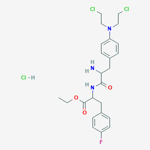 molecular formula C24H31Cl3FN3O3 B14125314 Ethyl 2-[[2-amino-3-[4-[bis(2-chloroethyl)amino]phenyl]propanoyl]amino]-3-(4-fluorophenyl)propanoate;hydrochloride 