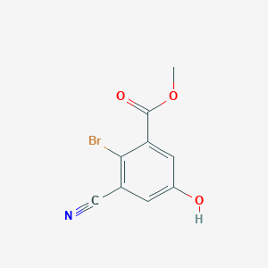 molecular formula C9H6BrNO3 B1412541 Methyl 2-bromo-3-cyano-5-hydroxybenzoate CAS No. 1805247-72-6