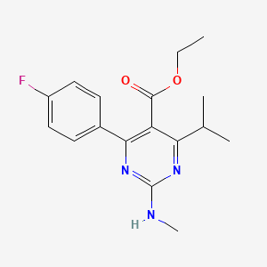 molecular formula C17H20FN3O2 B14125444 Ethyl 4-(4-fluorophenyl)-2-(methylamino)-6-propan-2-ylpyrimidine-5-carboxylate CAS No. 147118-32-9