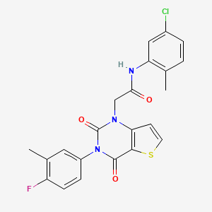 molecular formula C22H17ClFN3O3S B14125481 N-(5-chloro-2-methylphenyl)-2-[3-(4-fluoro-3-methylphenyl)-2,4-dioxo-3,4-dihydrothieno[3,2-d]pyrimidin-1(2H)-yl]acetamide 