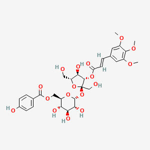 molecular formula C31H38O17 B14125523 [(2R,3S,4S,5R,6R)-3,4,5-trihydroxy-6-[(2R,3S,4R,5R)-4-hydroxy-2,5-bis(hydroxymethyl)-3-[(E)-3-(3,4,5-trimethoxyphenyl)prop-2-enoyl]oxyoxolan-2-yl]oxyoxan-2-yl]methyl 4-hydroxybenzoate 