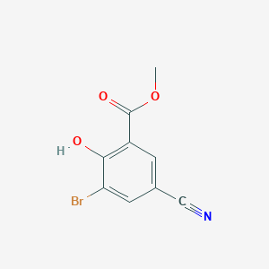 molecular formula C9H6BrNO3 B1412565 Methyl 3-bromo-5-cyano-2-hydroxybenzoate CAS No. 1805525-23-8