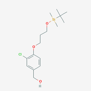 molecular formula C16H27ClO3Si B1412618 {4-[3-(tert-Butyl-dimethylsilanyloxy)-propoxy]-3-chlorophenyl}-methanol CAS No. 1562412-65-0