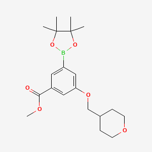 molecular formula C20H29BO6 B1412634 3-(Tetrahydropyran-4-ylmethoxy)-5-(4,4,5,5-tetramethyl-[1,3,2]dioxaborolan-2-yl)-benzoic acid methyl ester CAS No. 1948233-84-8