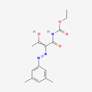 molecular formula C15H19N3O4 B14126446 (E)-ethyl 2-(2-(3,5-dimethylphenyl)hydrazono)-3-oxobutanoylcarbamate 