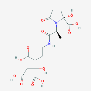 molecular formula C16H22N2O12 B141267 5-[[(2S)-2-[(2R)-2-carboxy-2-hydroxy-5-oxopyrrolidin-1-yl]propanoyl]amino]-2-hydroxypentane-1,2,3-tricarboxylic acid CAS No. 157568-17-7