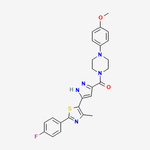 molecular formula C25H24FN5O2S B14126913 (3-(2-(4-fluorophenyl)-4-methylthiazol-5-yl)-1H-pyrazol-5-yl)(4-(4-methoxyphenyl)piperazin-1-yl)methanone 